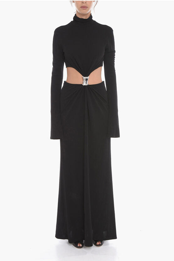Ambush Long-sleeved Jersey Dress With Jewel Detail In Black