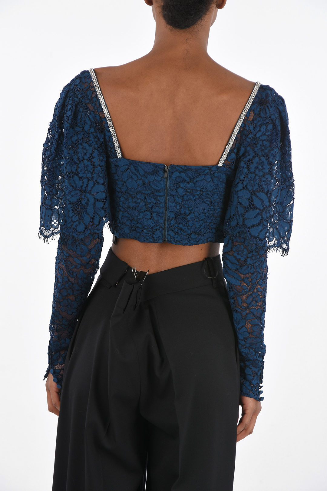 【SELF PORTRAIT】関税込★LACE TOP WITH PUFF SLEEVES White Lace Cape Top – self-portrait-EU