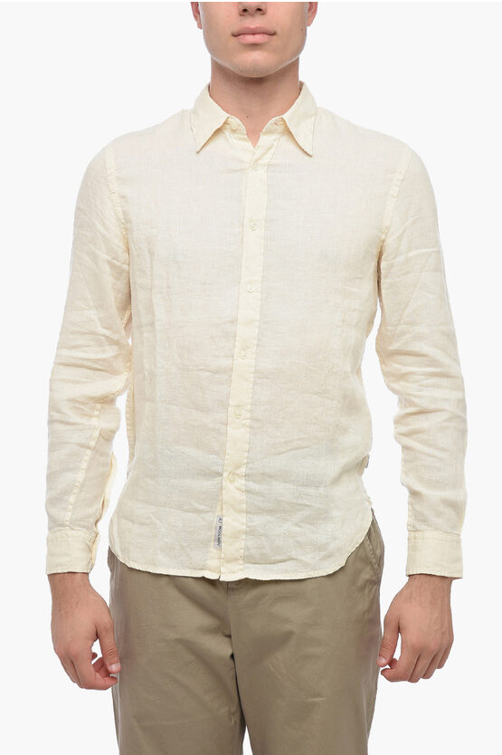 Shop Woolrich Long Sleeved Linen Shirt