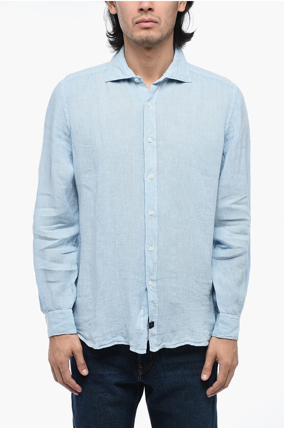 Shop Fay Long Sleeved Linen Shirt