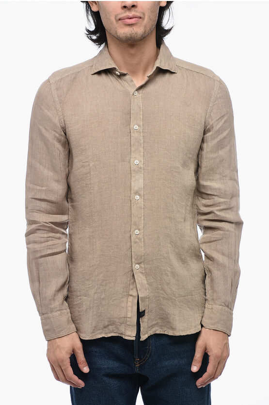 Shop Fay Long Sleeved Linen Shirt