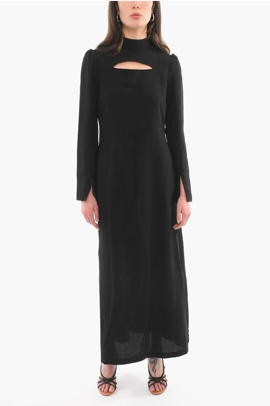 Notes Du Nord Long Sleeved Oliana Maxi Dress With Cutouts In Black