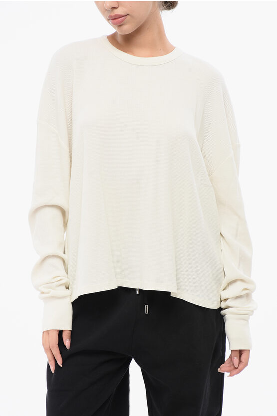 Éterne Long Sleeved Oversized Fit Crew-neck T-shirt In Neutral