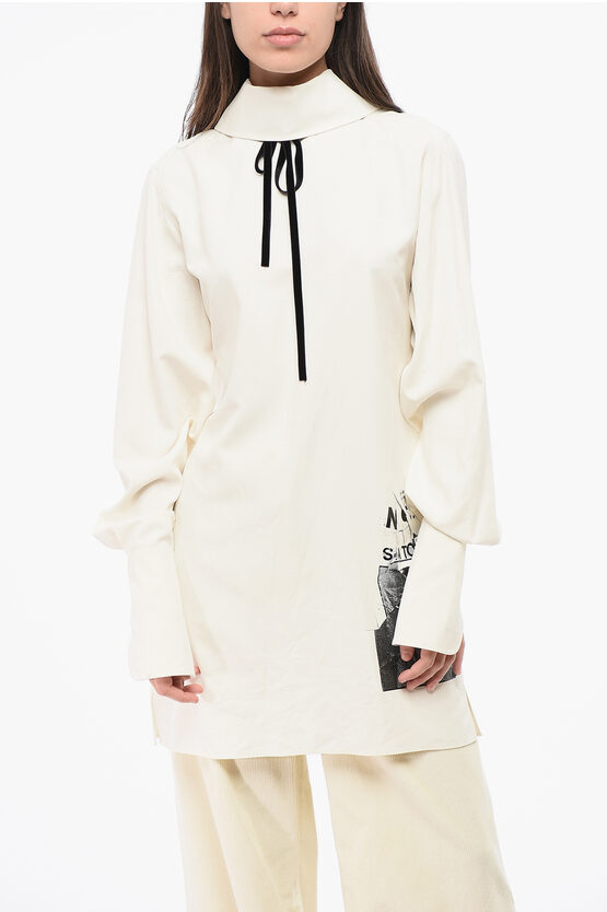 Maison Margiela Long Sleeved Printed Punk Silk Shirt In White