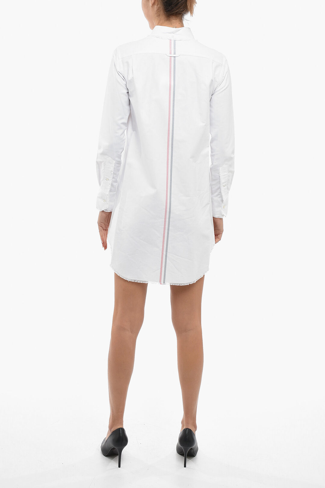 Thom Browne Long Sleeved Shirt dress With Raw Cut Details