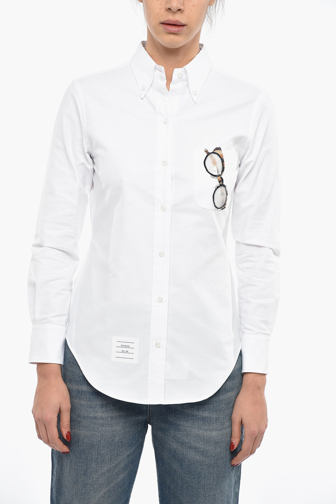 Thom Browne Long Sleeved Shirt With Breast Pocket And Sequin