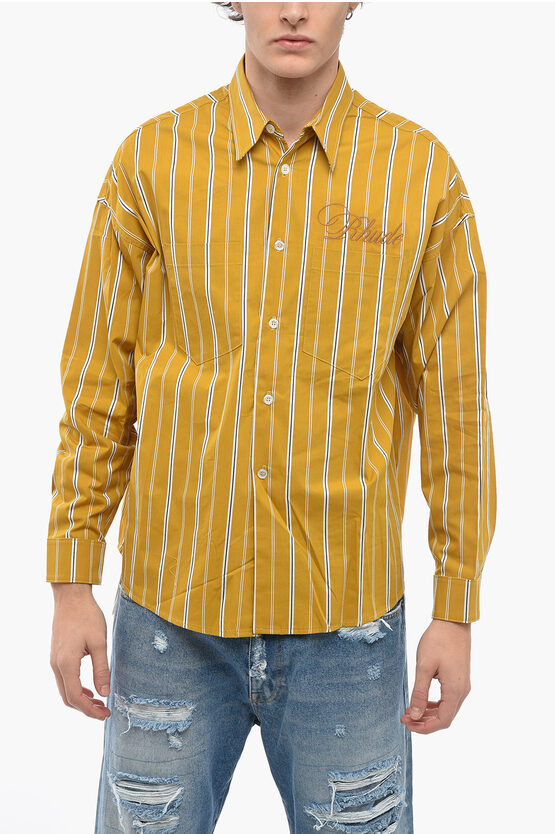 Rhude Long Sleeved Shirt With Embroidered Logo In Yellow