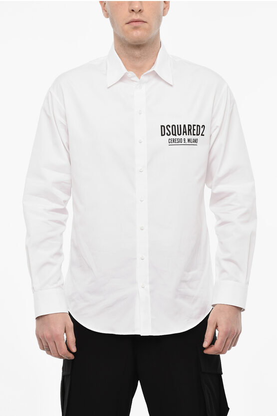 Shop Dsquared2 Long Sleeved Shirt With Printed Logo