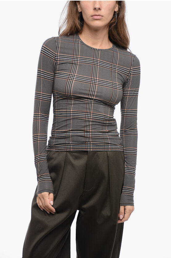 Sportmax Long-sleeved Sovrana District Check Top In Black