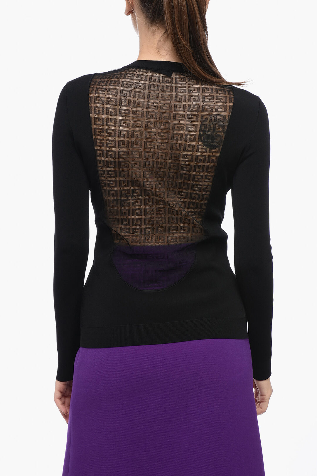 Givenchy Long-sleeved T-Shirt with Monogram Mesh Detail