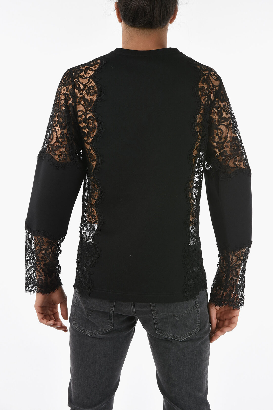 Tシャツ・カットソー Dolce & Gabbana Lace T-shirt Jersey T-shirt with lace insert in Red for Girls
