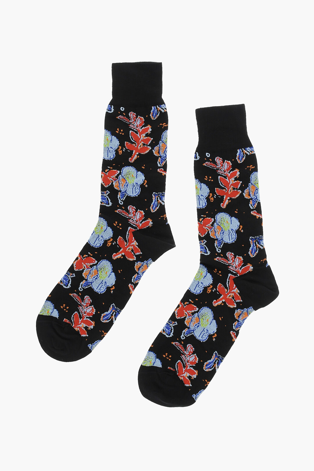 Men's long socks with floral pattern