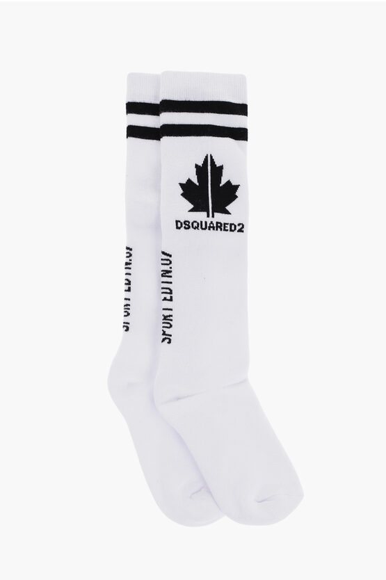 Dsquared2 Long Socks With Contrast Logo In White