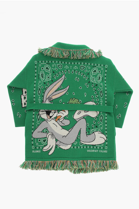 Alanui Kids LOONEY TUNES Bandana Motif Virgin Wool BUGS