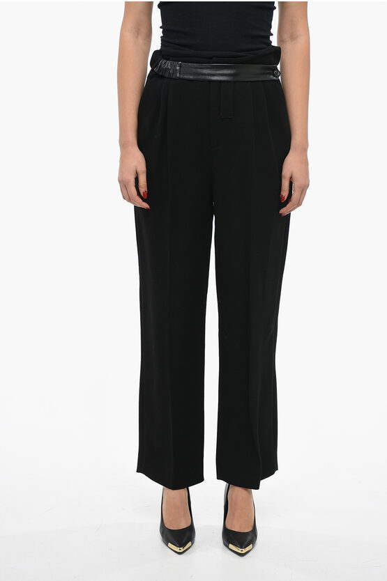 The Mannei Loose Fit Double Pleat Wool Trousers In Black