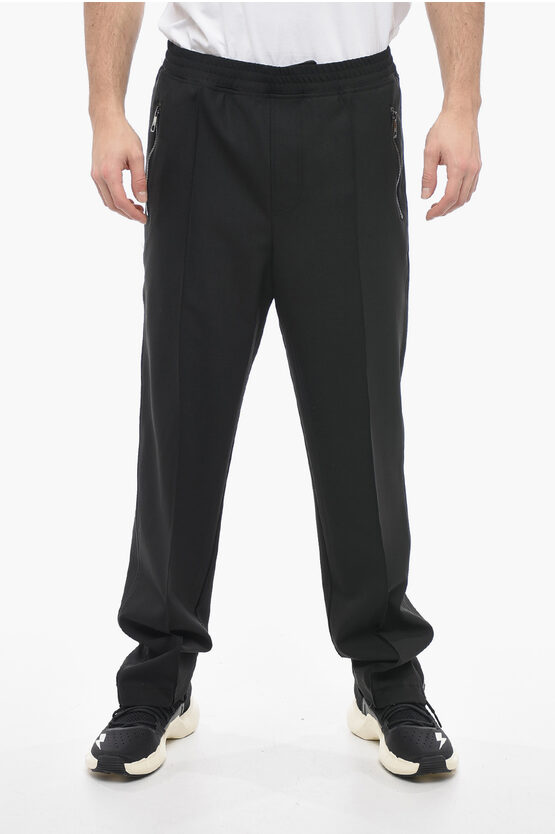 Neil Barrett Loose Fit Louis Trousers With Elastic Waistband In Black