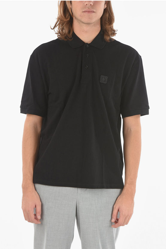 Shop Neil Barrett Loose Fit Music Bolt Polo With Embroidered Logo