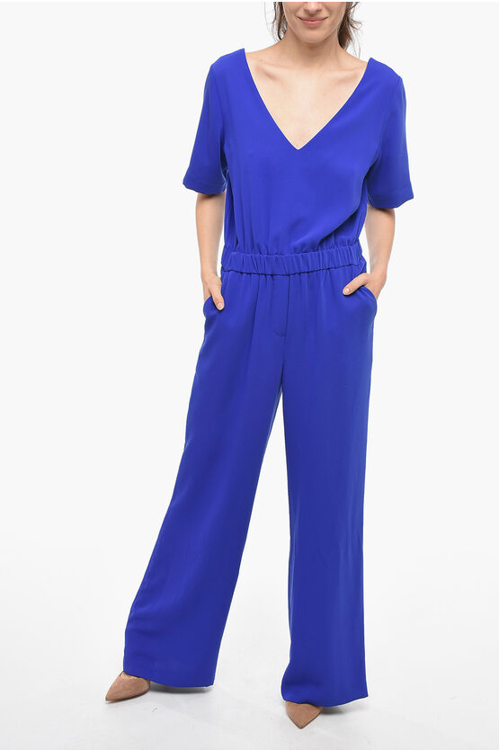 P.a.r.o.s.h Loose-fit Panty23 Jumpsuit With V-neckline In Blue