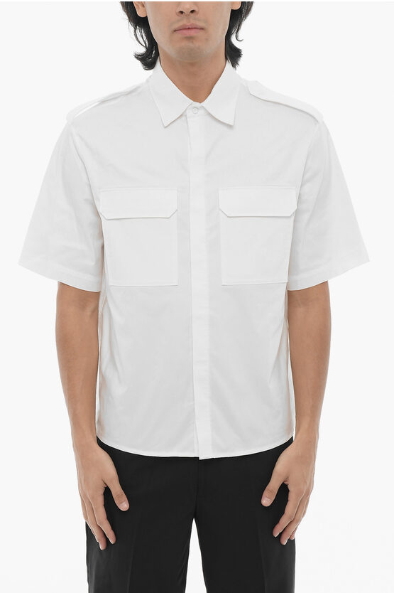 Shop Neil Barrett Loose Fit Short Sleeves Military Shirt