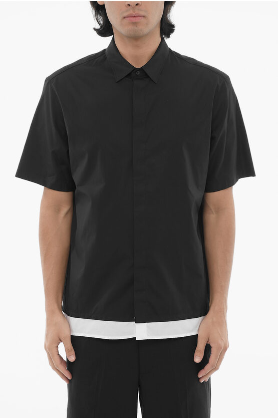 Neil Barrett Loose Fit Short Sleeves Shirt In Black