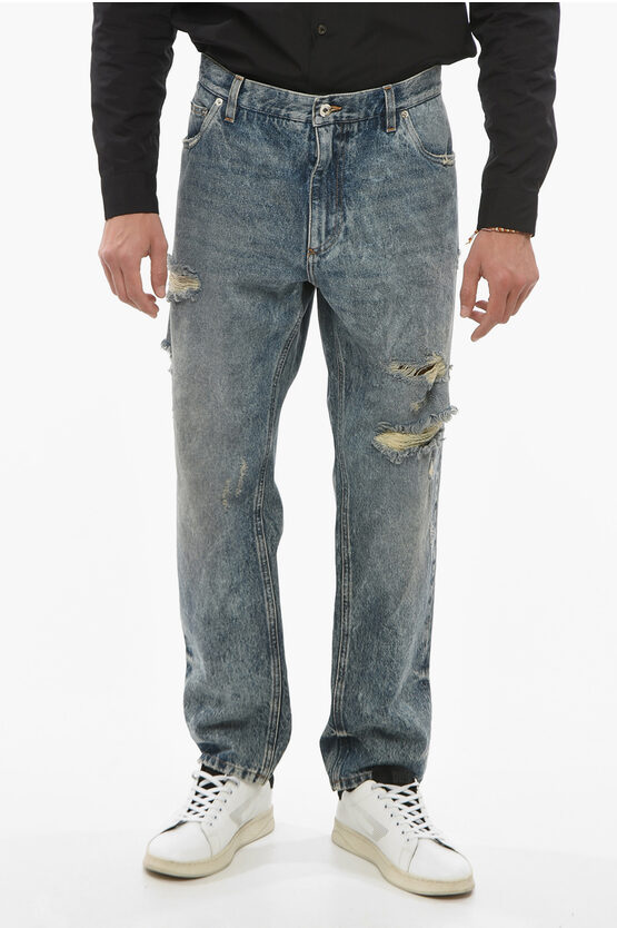Dolce & Gabbana Loose Fit Stone Washed Denims 19cm In Blue