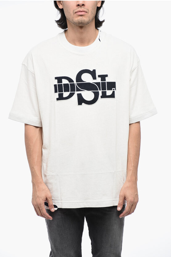 Shop Diesel Loose-fit T-washrot T-shirt With Logo Patch