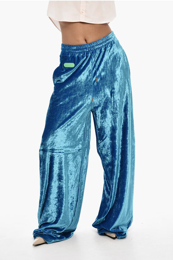 Dsquared2 Loose Fit Velvet Pants With Drawstring Waist