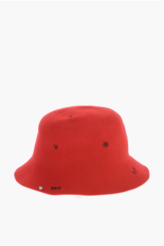 Superduper Hats Lorenzo Jova Solid Color Wool Felt Freya Cloche Hat With Pri In Red