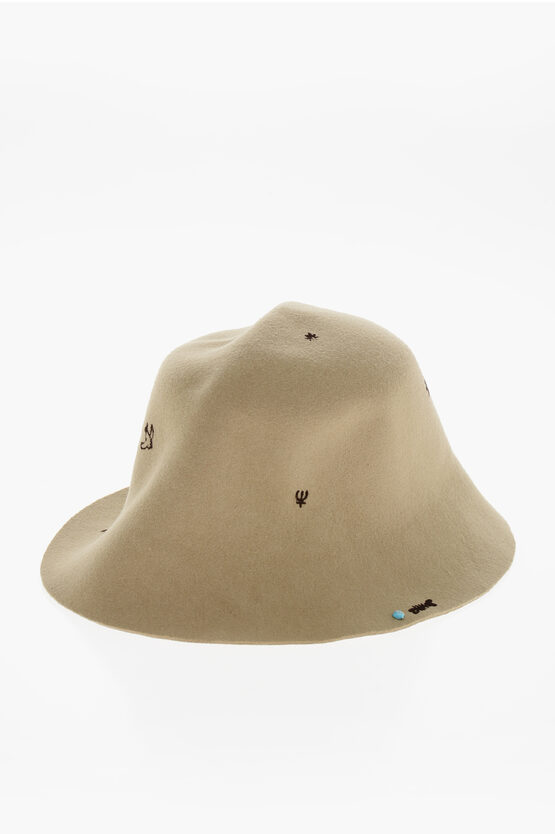 Superduper Hats Lorenzo Jova Wool Felt Embroidery Bucket Hat In Neutral