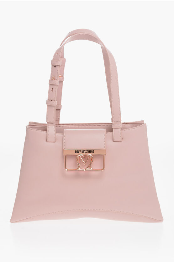 Moschino Love 3 Compartment Faux Leather Tote Bag In Pink