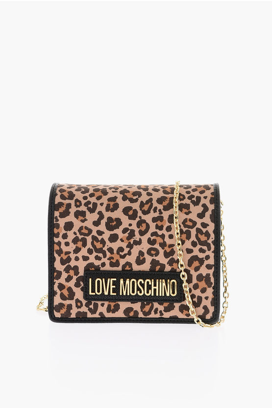 Moschino Love Animal Effect Faux Leather Poly Mini Saddle Bag In Multi