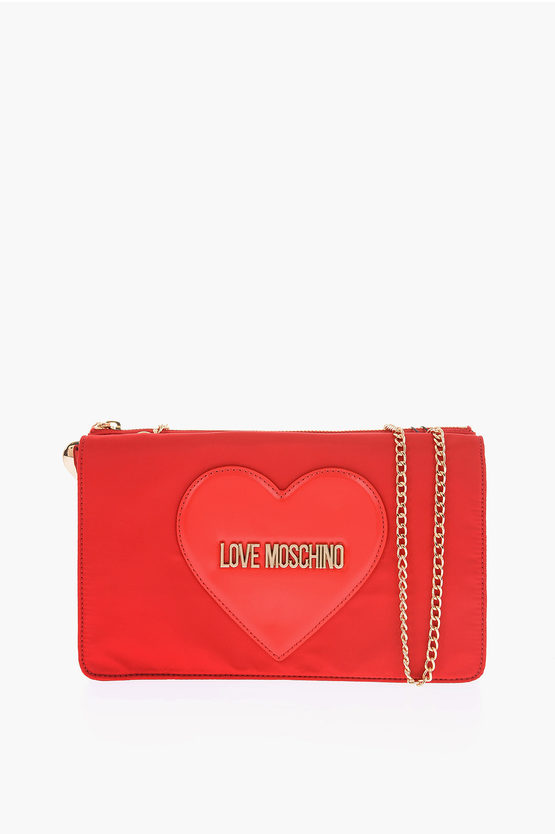 Moschino Love Bag With Chain Shoulder Strap And Heart Charm In Red