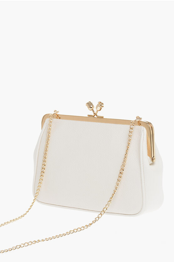 LOVE Borsa a Mano in Tinta Unita con Logo Stampato e Tracolla a Catena Removibile