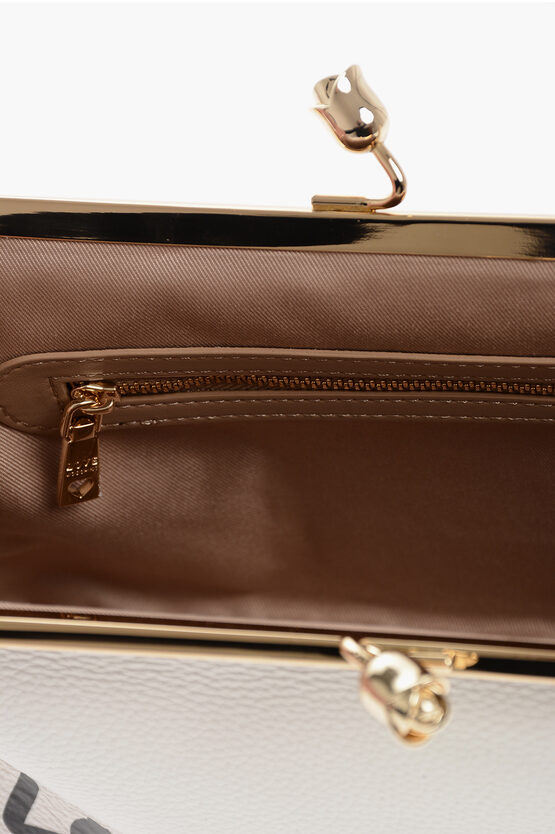 LOVE Borsa a Mano in Tinta Unita con Logo Stampato e Tracolla a Catena Removibile