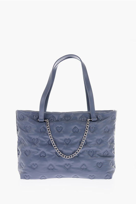 LOVE borsa a spalla in ecopelle con cuori in rilievo