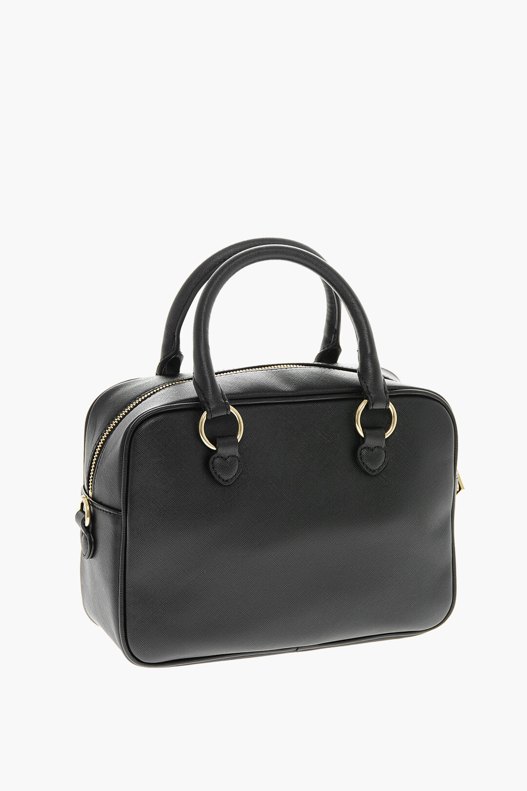 Borsa con Catena Dorata in Pelle Metallizzata Nera