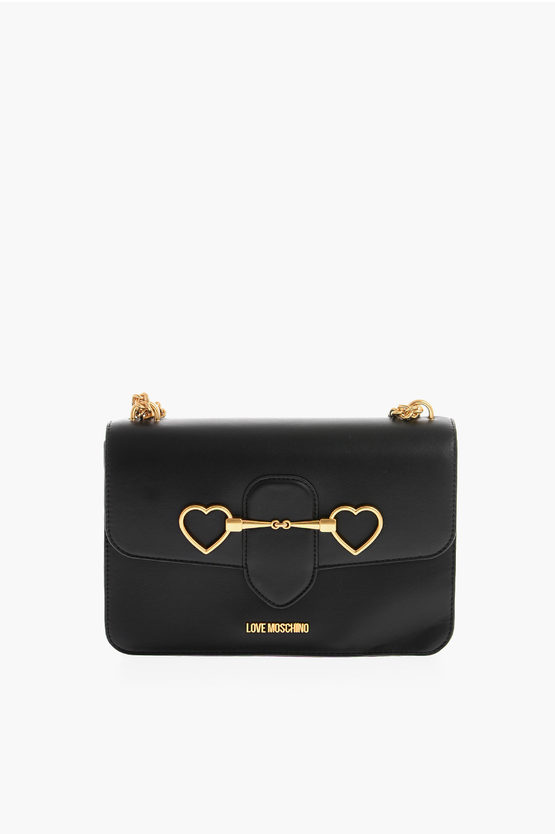 Moschino Love Chain And Clamp Shoulder Bag In Black