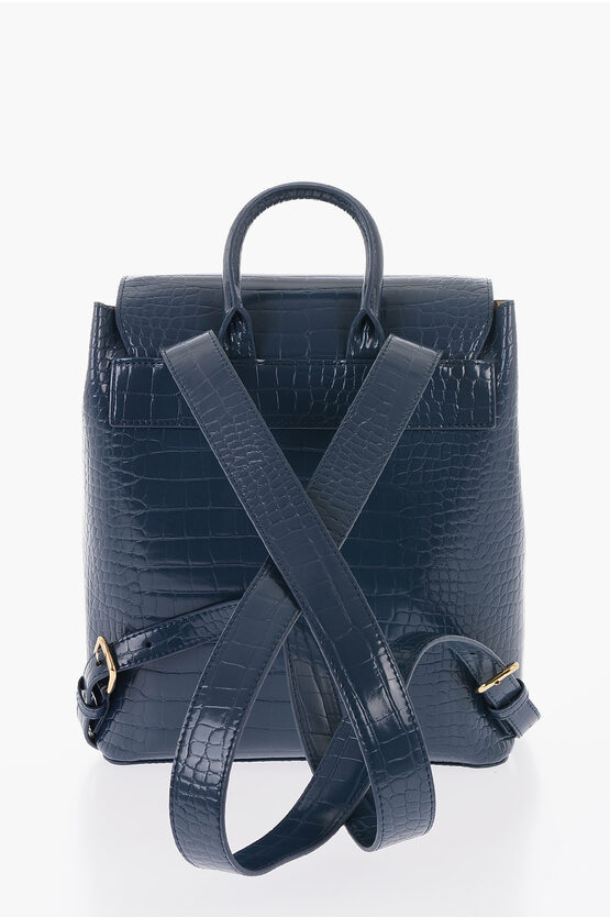LOVE Crocodile Effect Faux Leather Backpack