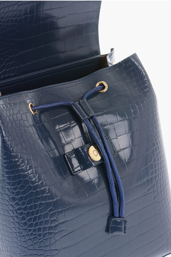 LOVE Crocodile Effect Faux Leather Backpack