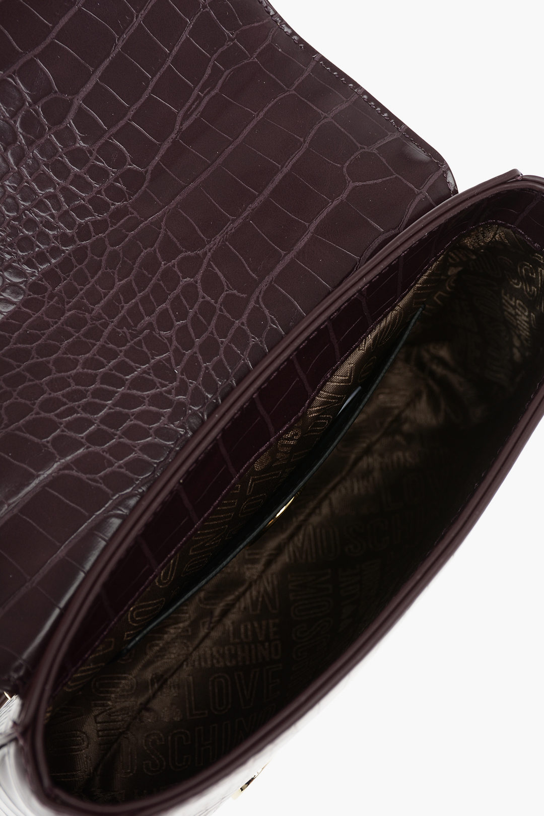 LOVE Crocodile Printed Faux Leather Crossbody Bag