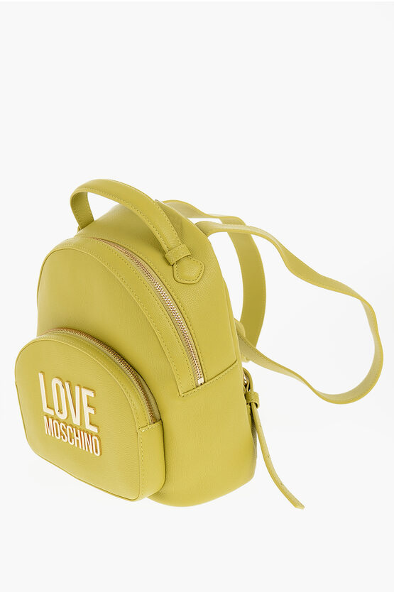 LOVE Eco Leather Solid-Color Backpack with Gold Logo