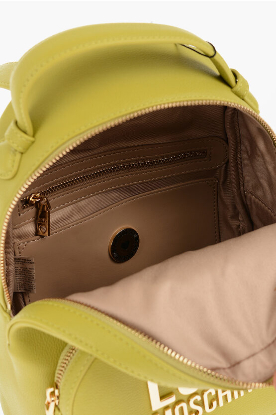 LOVE Eco Leather Solid-Color Backpack with Gold Logo