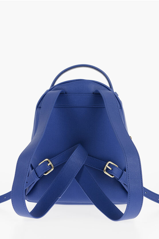 LOVE Eco Leather Solid-Color Backpack with Gold Logo