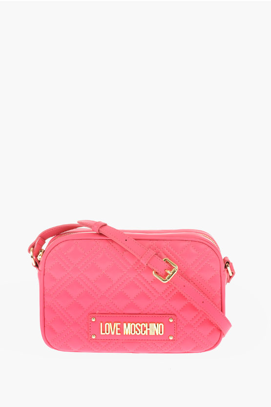Moschino Love Ecoleather And Quilted Shoulder Bag In Pink