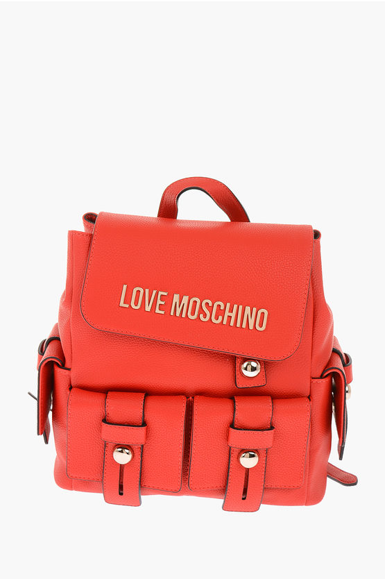 Moschino Love Ecoleather Backpack In Red