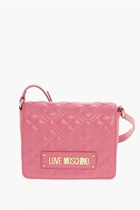 Moschino Love Ecoleather Quilted Shoulder Bag In Pink