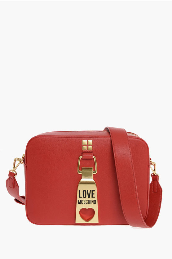 Moschino Love Ecoleather Shoulder Bag In Red