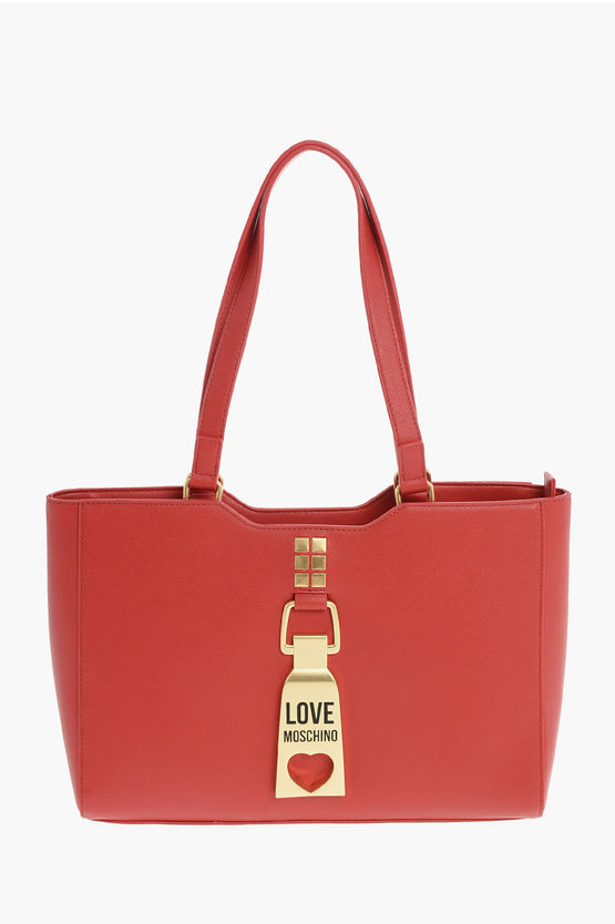 Moschino Love Ecoleather Tote Bag In Red
