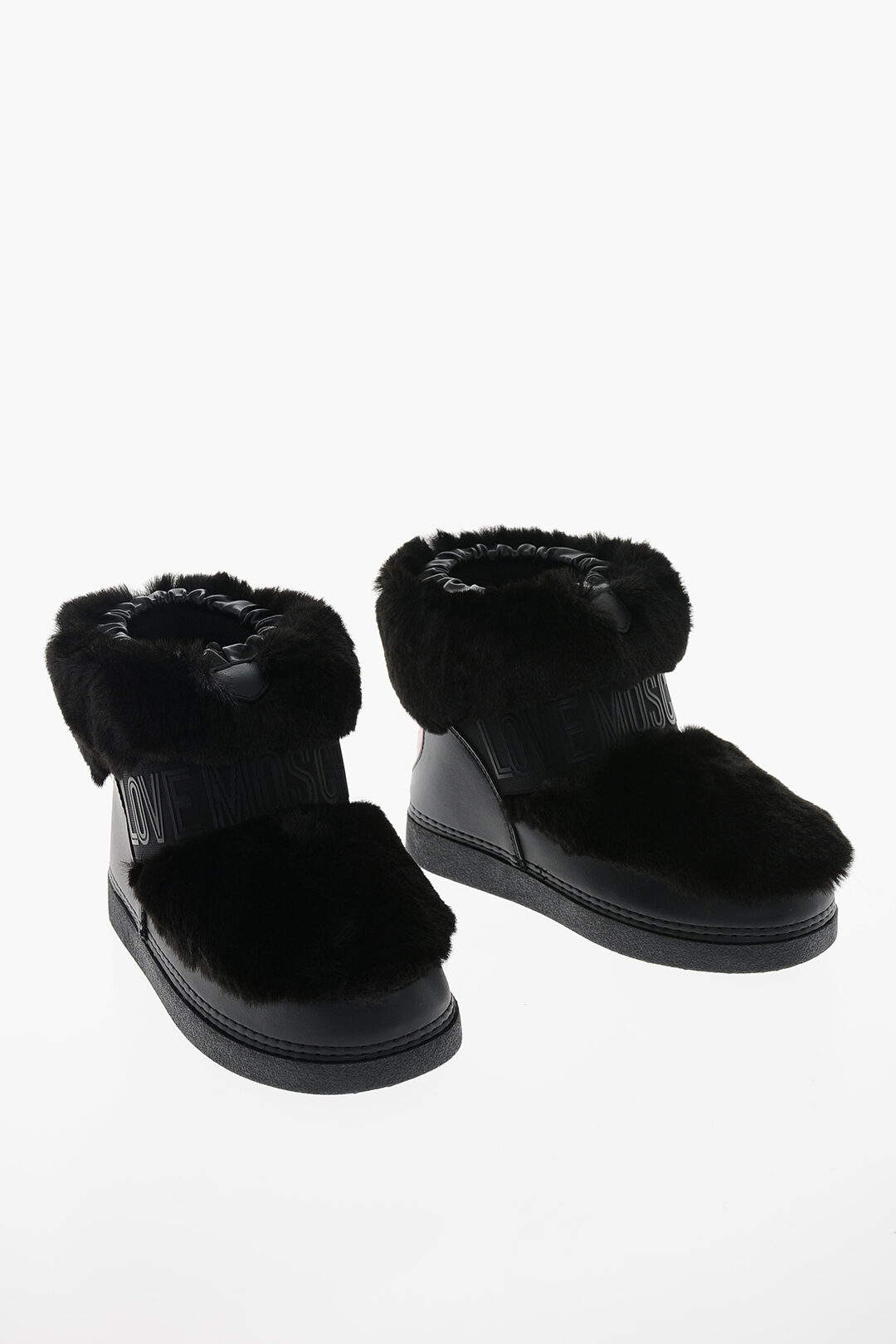 Moschino LOVE Faux Fur Snow Boots with Logoed Elastic Inserts women ...