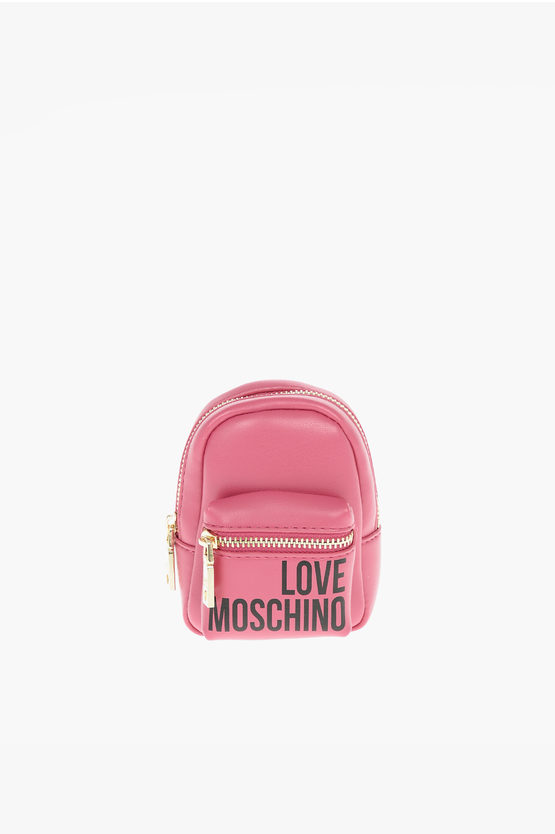 Moschino Love Faux Leather Backpack Shape Charm For Bag In Pink